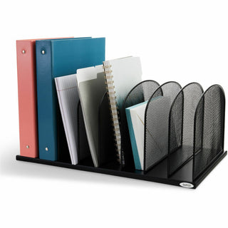 Onyx Mesh Desk Organizer with Upright Sections, 8 Sections, Letter to Legal Size Files, 19.5" x 11.5" x 8.25", Black