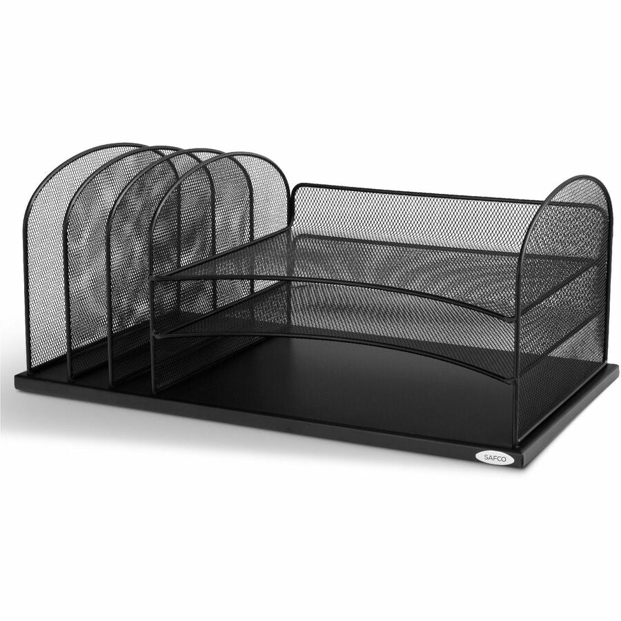 Onyx Desk Organizer with Three Horizontal and Three Upright Sections, Letter Size Files, 19.5 x 11.5 x 8.25, Black