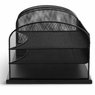 Onyx Desk Organizer with Three Horizontal and Three Upright Sections, Letter Size Files, 19.5 x 11.5 x 8.25, Black