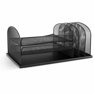 Onyx Desk Organizer with Three Horizontal and Three Upright Sections, Letter Size Files, 19.5 x 11.5 x 8.25, Black
