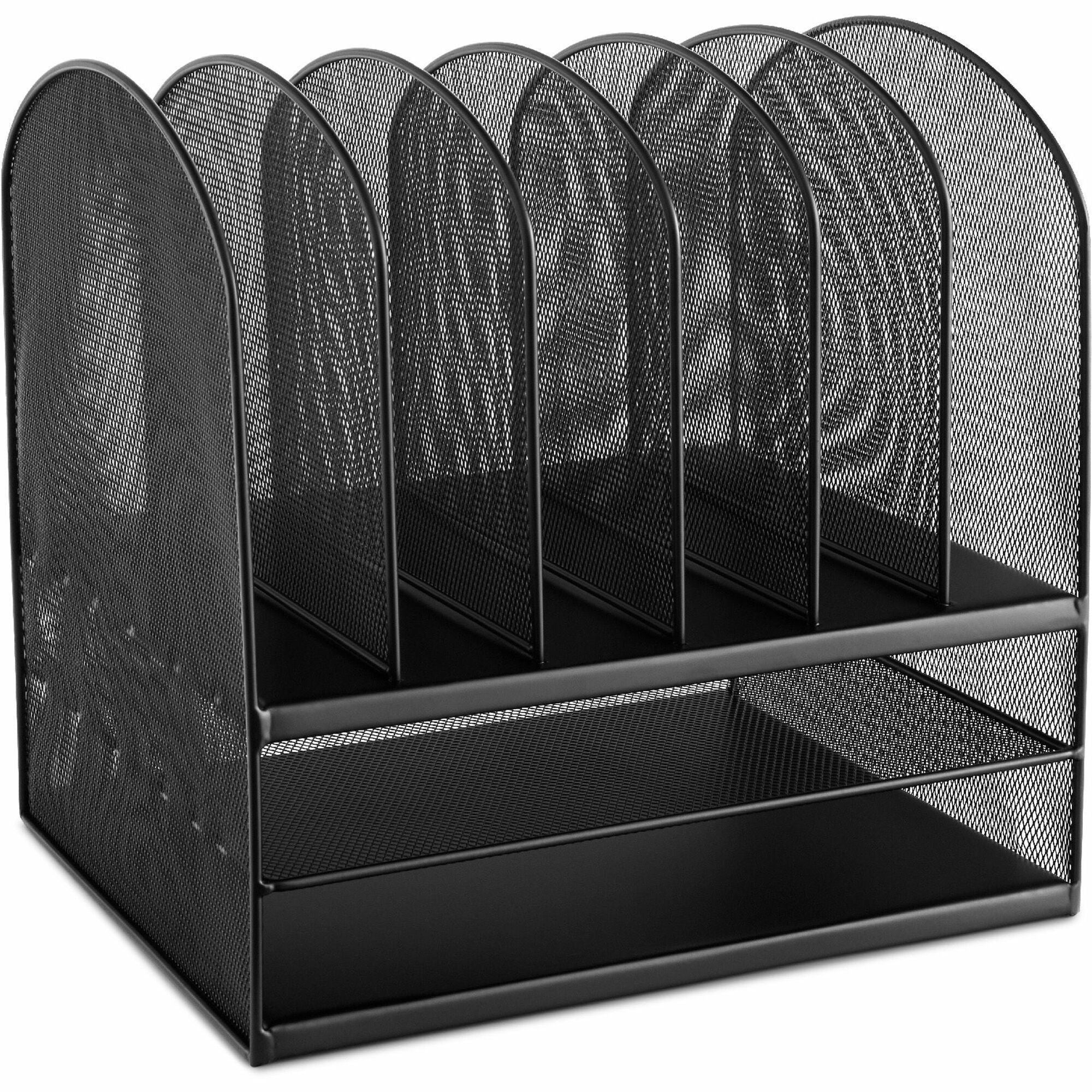 Onyx Mesh Desk Organizer with Two Horizontal and Six Upright Sections, Letter Size Files, 13.25" x 11.5" x 13", Black