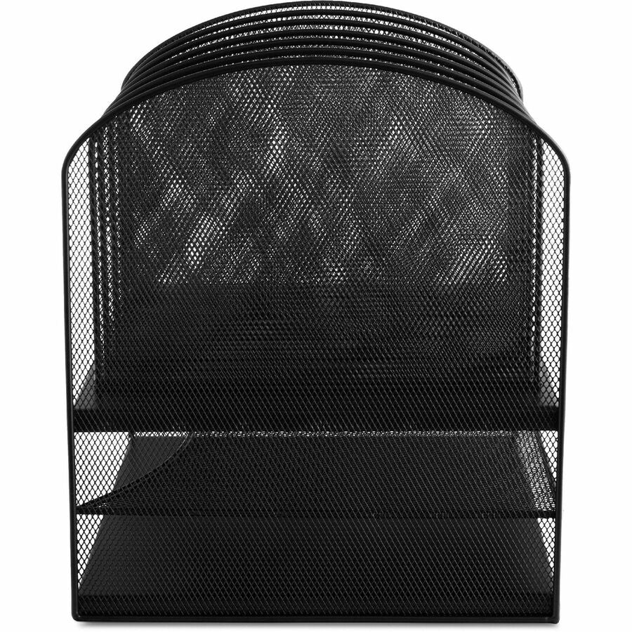 Onyx Mesh Desk Organizer with Two Horizontal and Six Upright Sections, Letter Size Files, 13.25" x 11.5" x 13", Black
