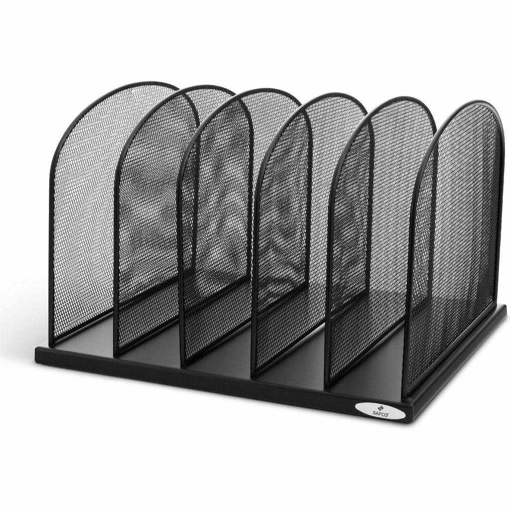 Onyx Mesh Desk Organizer with Upright Sections, 5 Sections, Letter to Legal Size Files, 12.5" x 11.25" x 8.25", Black
