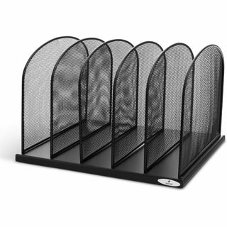 Onyx Mesh Desk Organizer with Upright Sections, 5 Sections, Letter to Legal Size Files, 12.5" x 11.25" x 8.25", Black
