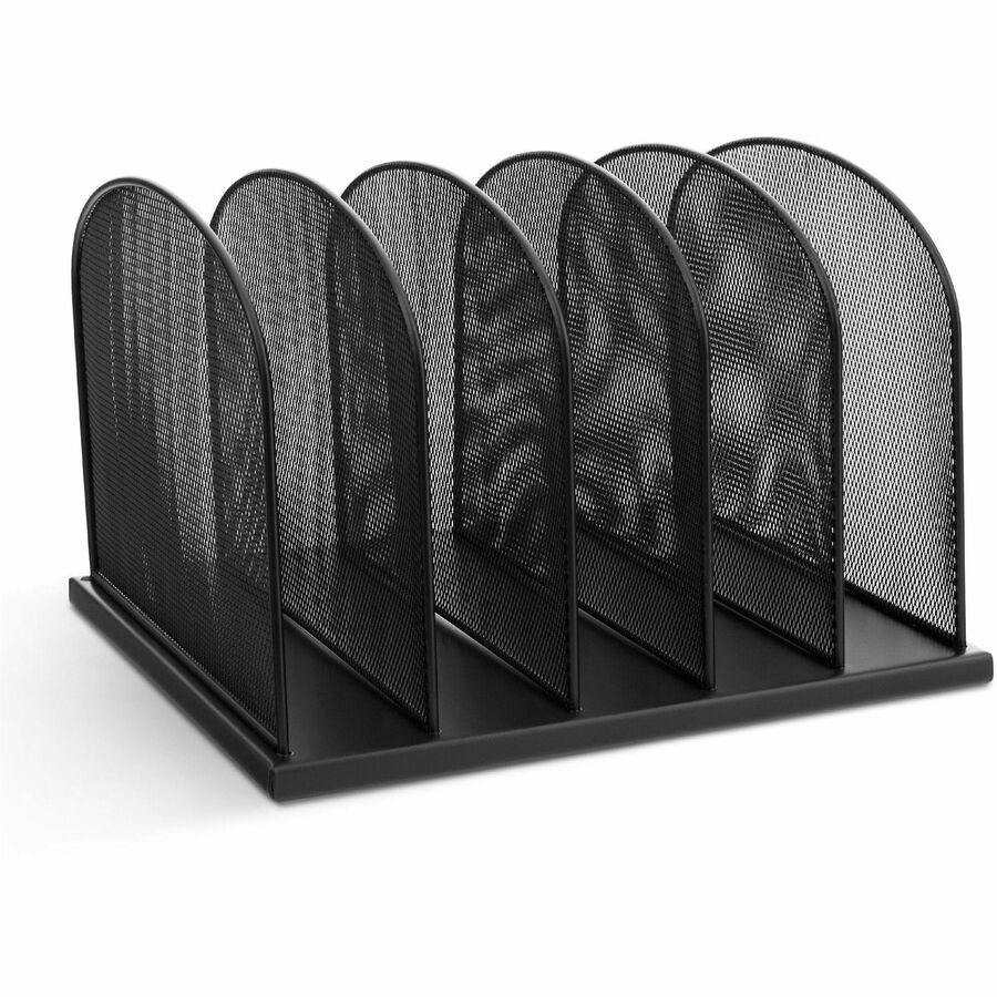 Onyx Mesh Desk Organizer with Upright Sections, 5 Sections, Letter to Legal Size Files, 12.5" x 11.25" x 8.25", Black