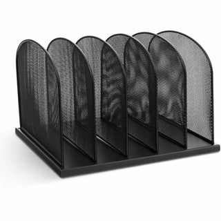 Onyx Mesh Desk Organizer with Upright Sections, 5 Sections, Letter to Legal Size Files, 12.5" x 11.25" x 8.25", Black