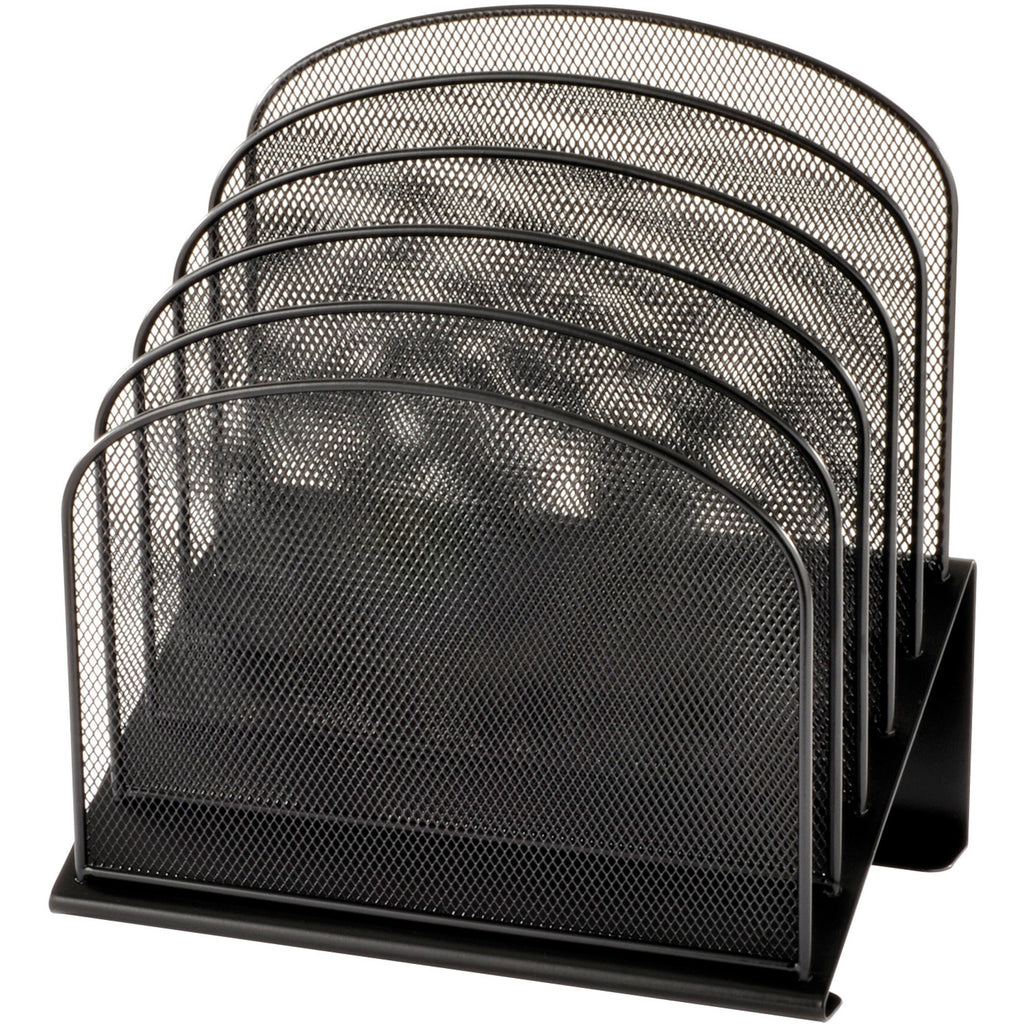 Onyx Mesh Desk Organizer with Tiered Sections, 5 Sections, Letter to Legal Size Files, 11.25" x 7.25" x 12", Black