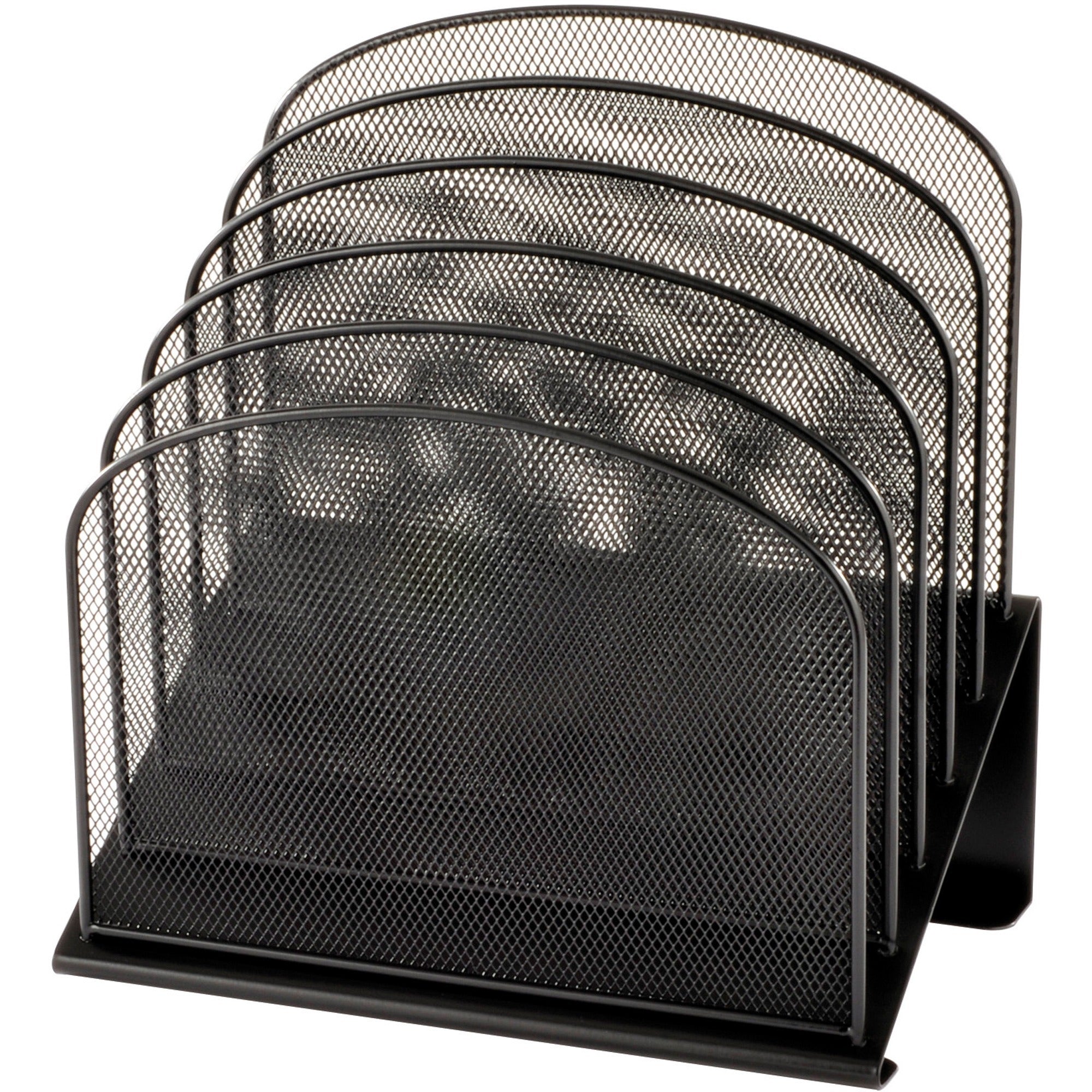 Onyx Mesh Desk Organizer with Tiered Sections, 5 Sections, Letter to Legal Size Files, 11.25" x 7.25" x 12", Black
