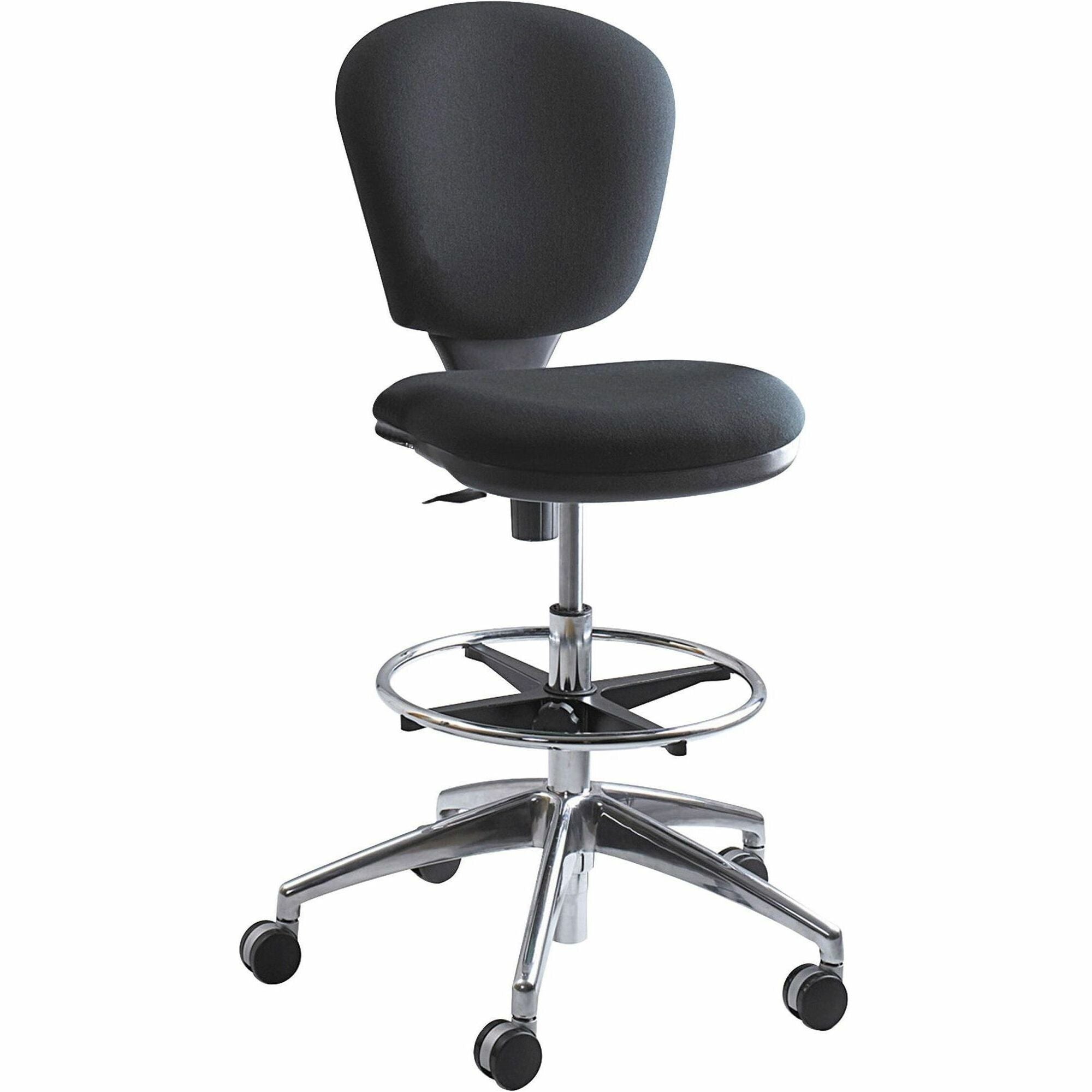 Metro Collection Extended-Height Chair, Supports Up to 250 lb, 23" to 33" Seat Height, Black Seat/Back, Chrome Base