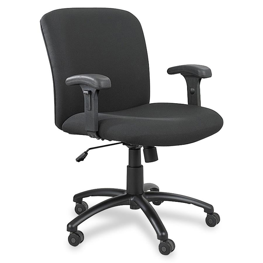 Safco Big & Tall Executive Mid-Back Chair - Black Foam, Polyester Seat - Black Frame - 5-star Base - Black - 1 Each - 