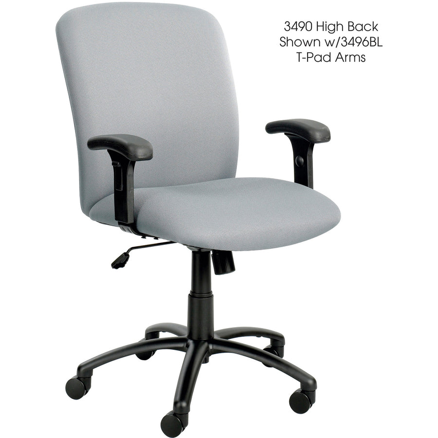 Optional Height-Adjustable T-Pad Arms for Safco Uber Big and Tall High-Back and Mid-Back Chairs, Black, 2/Set