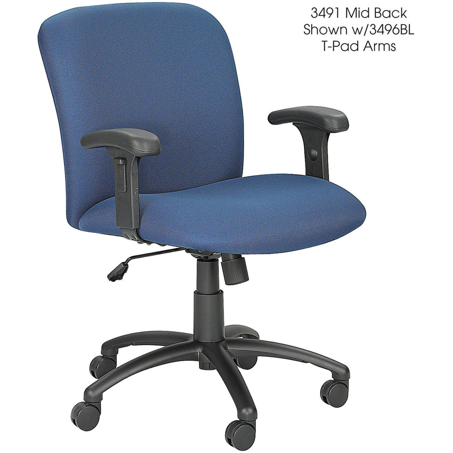 Optional Height-Adjustable T-Pad Arms for Safco Uber Big and Tall High-Back and Mid-Back Chairs, Black, 2/Set