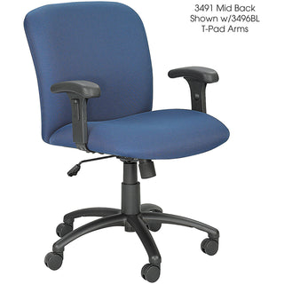 Optional Height-Adjustable T-Pad Arms for Safco Uber Big and Tall High-Back and Mid-Back Chairs, Black, 2/Set