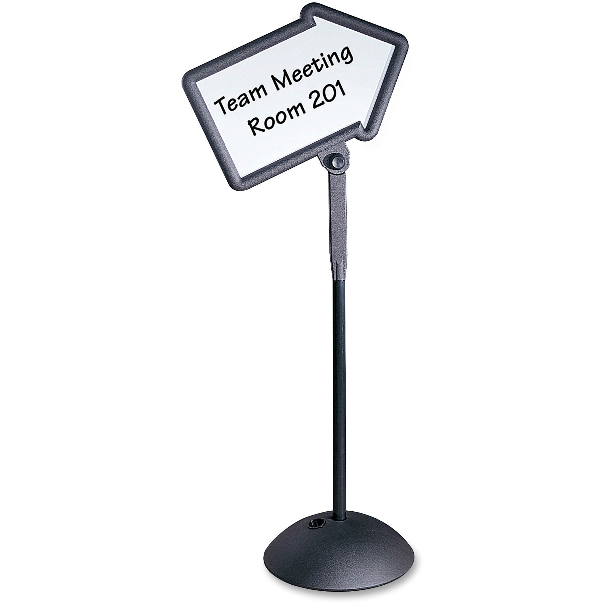 WriteWay Double-Sided Magnetic Dry Erase Standing Message Sign, Arrow, 64.25" Tall Black Stand, 25.5 x 17.75 White Face