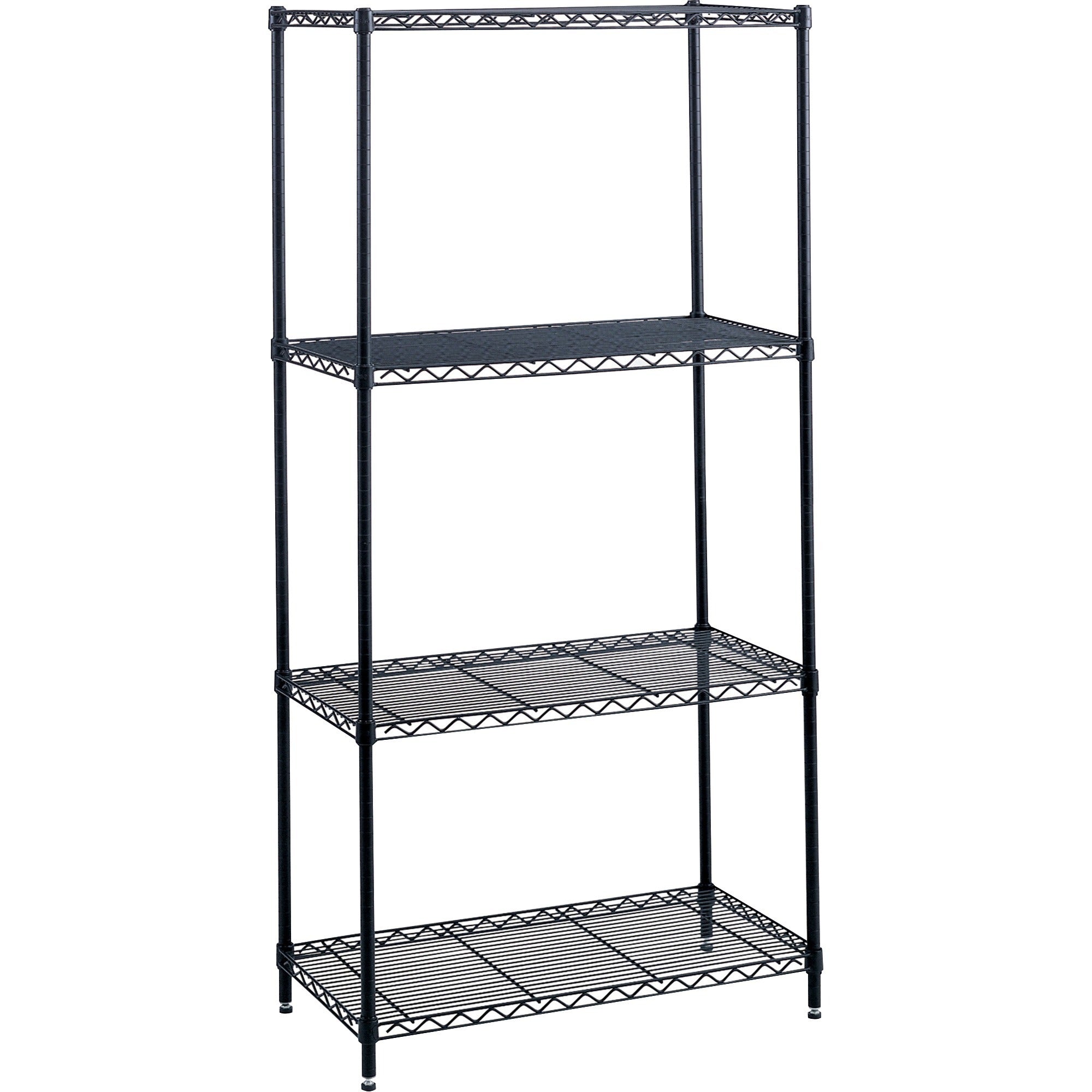 Safco Industrial Wire Shelving - 48" x 18" x 72" - 4 x Shelf(ves) - 1250 lb Load Capacity - Leveling Glide, Dust Proof, Adjustable Leveler, Adjustable Feet - Black - Powder Coated - Steel - Assembly Required - 