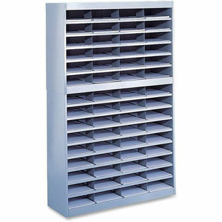 safco-e-z-stor-steel-literature-organizers-750-x-sheet-60-compartments-compartment-size-3-x-9-x-1225-60-height-x-375-width-x-128-depth-50%-recycled-enamel-gray-steel-fiberboard-1-each_saf9231grr - 1