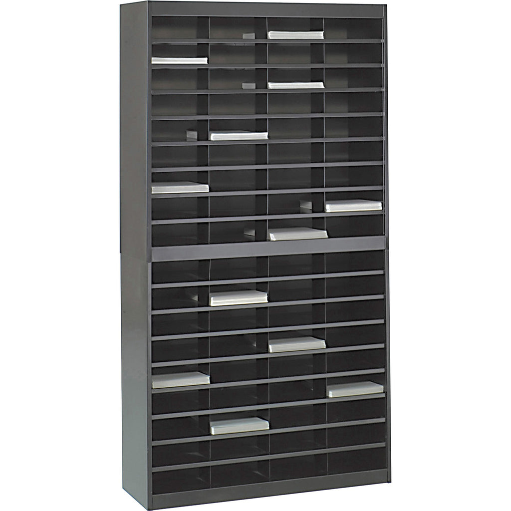 Steel/Fiberboard E-Z Stor Sorter, 72 Compartments, 37.5 x 12.75 x 71, Black