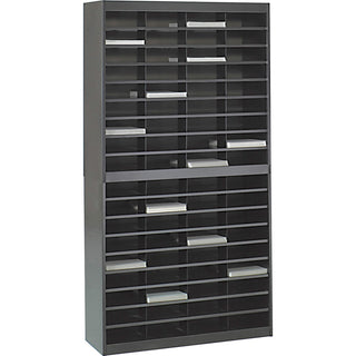 Steel/Fiberboard E-Z Stor Sorter, 72 Compartments, 37.5 x 12.75 x 71, Black