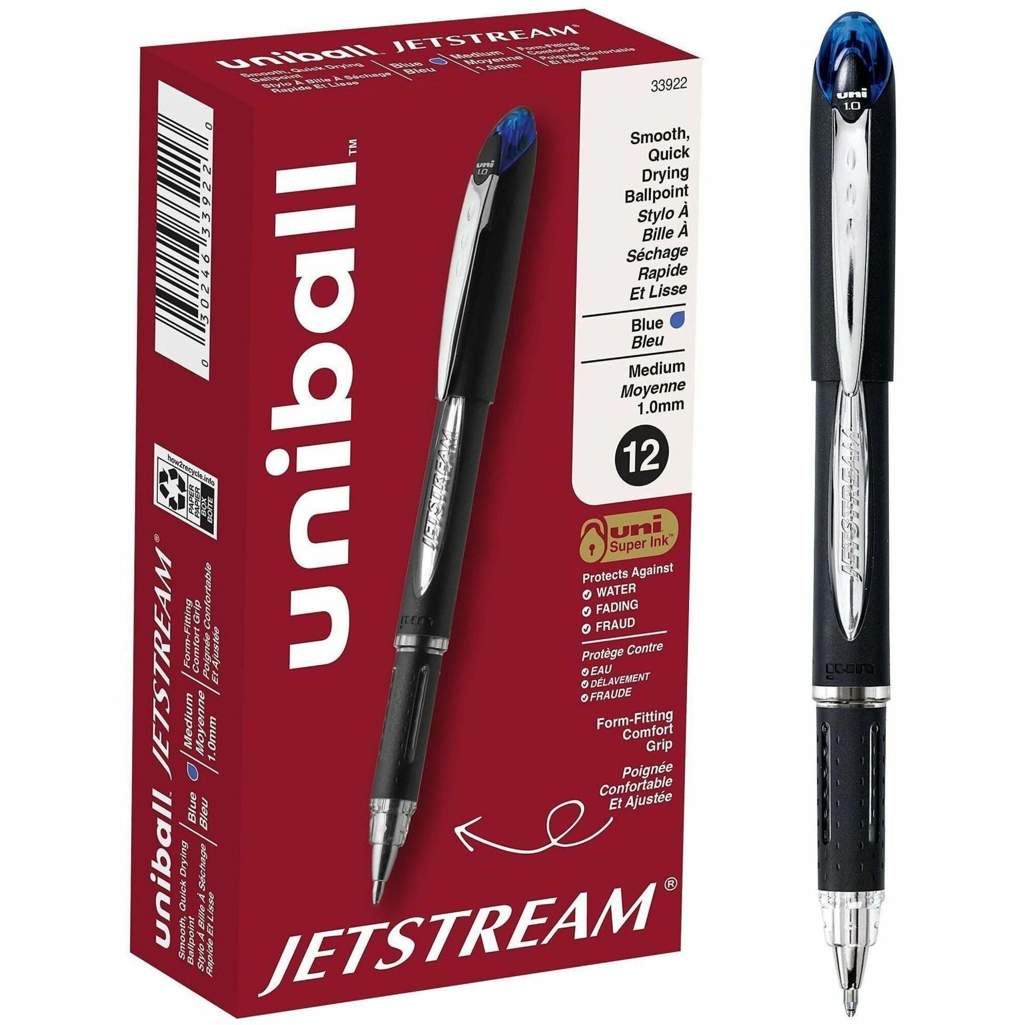 uni-ball - Jetstream Ballpoint Stick Pen, Blue Ink, Bold, Sold as 1 EA