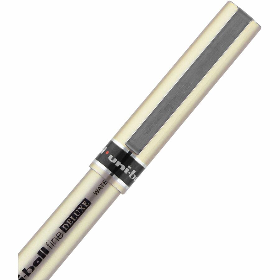 Deluxe Roller Ball Pen, Stick, Fine 0.7 mm, Blue Ink, Champagne/Black/Blue Barrel, Dozen