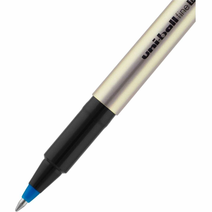 Deluxe Roller Ball Pen, Stick, Fine 0.7 mm, Blue Ink, Champagne/Black/Blue Barrel, Dozen