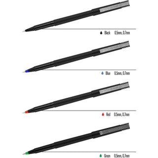 Roller Ball Pen, Stick, Fine 0.7 mm, Red Ink, Black/Red Barrel, Dozen