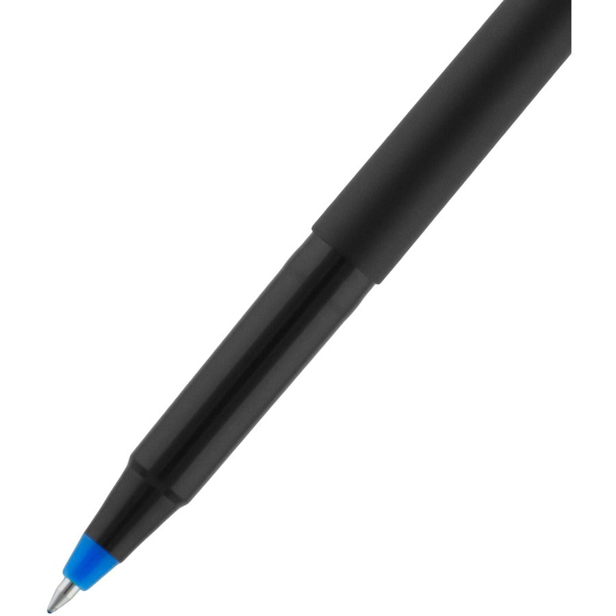 Roller Ball Pen, Stick, Fine 0.7 mm, Blue Ink, Black/Blue Barrel, Dozen