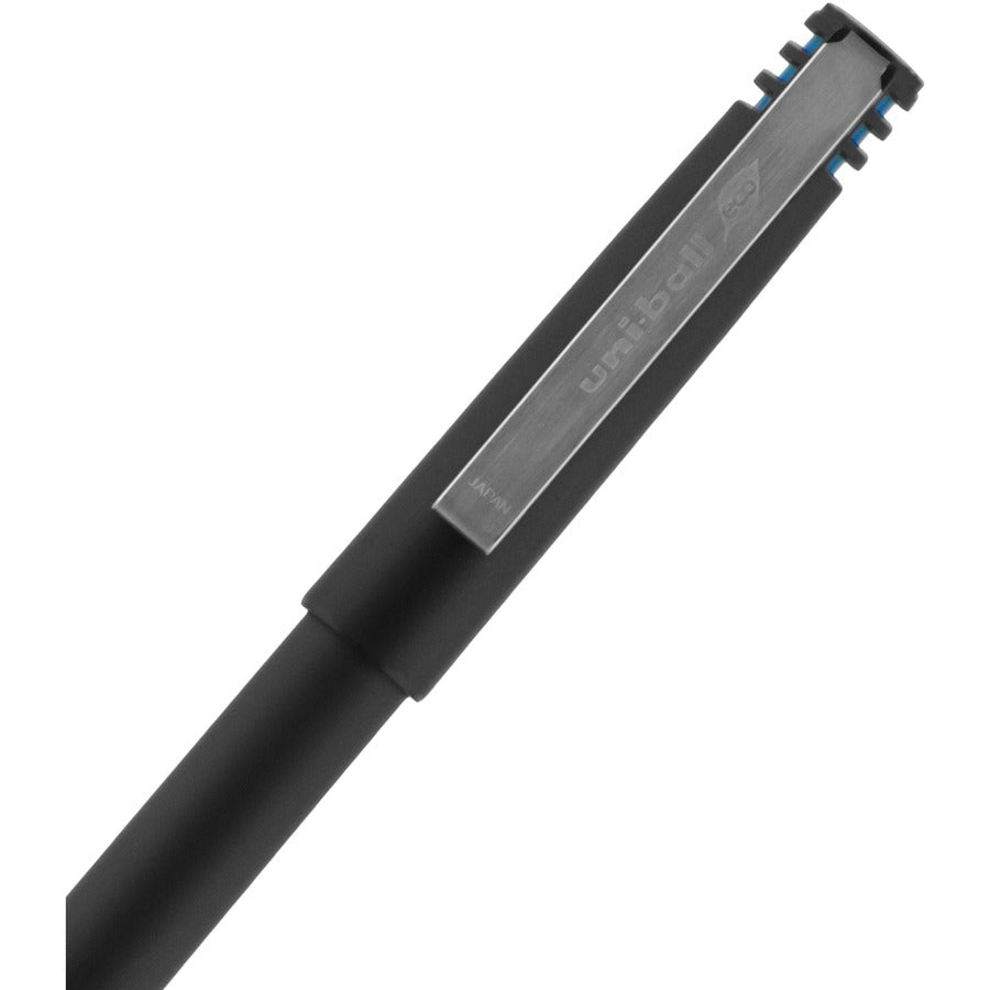 Roller Ball Pen, Stick, Fine 0.7 mm, Blue Ink, Black/Blue Barrel, Dozen