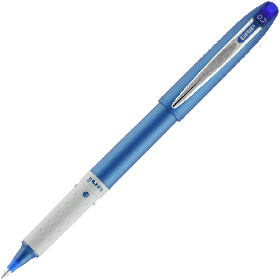 Grip Roller Ball Pen, Stick, Fine 0.7 mm, Blue Ink, Blue Barrel, Dozen - 3