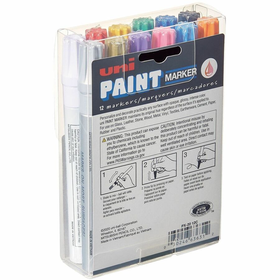Permanent Marker, Medium Bullet Tip, Assorted Colors, 12/Set