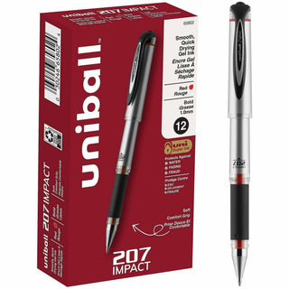 uni-ball - 207 Impact Roller Ball Stick Gel Pen, Red Ink, Bold, Sold as 1 EA
