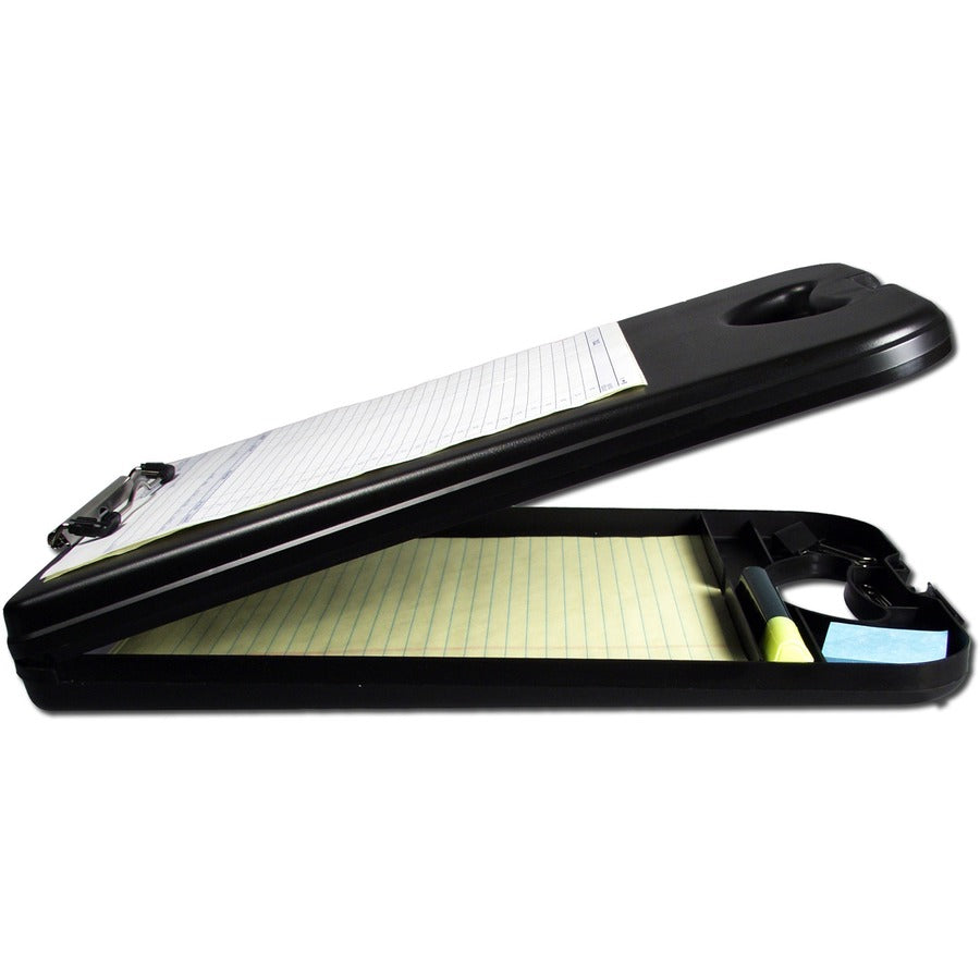 Saunders Deskmate II Portable Desktop - 0.50" Clip Capacity - Storage for Stationary - Bottom Opening - 10" x 16" - Polypropylene - Black - 1 Each
