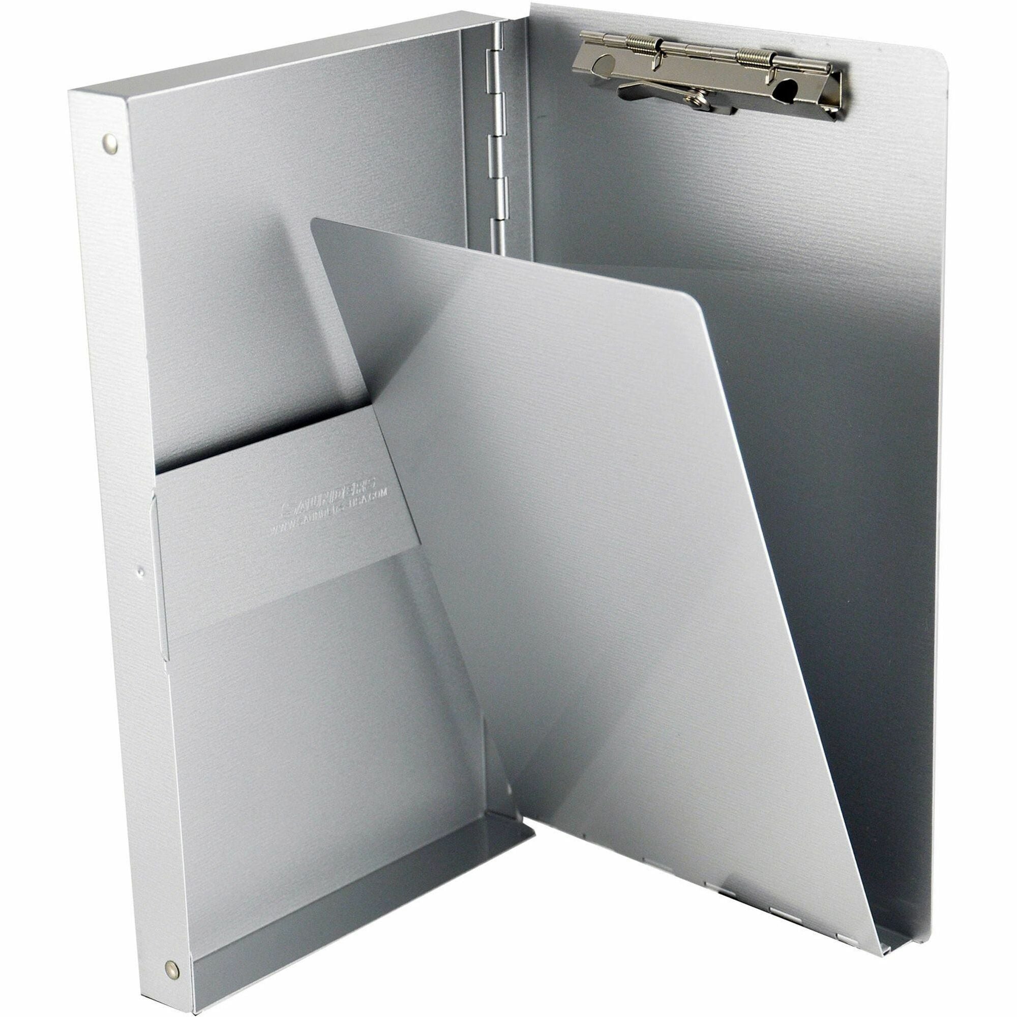 Snapak Aluminum Side-Open Forms Folder, 0.38" Clip Capacity, Holds 5 x 9 Sheets, Silver