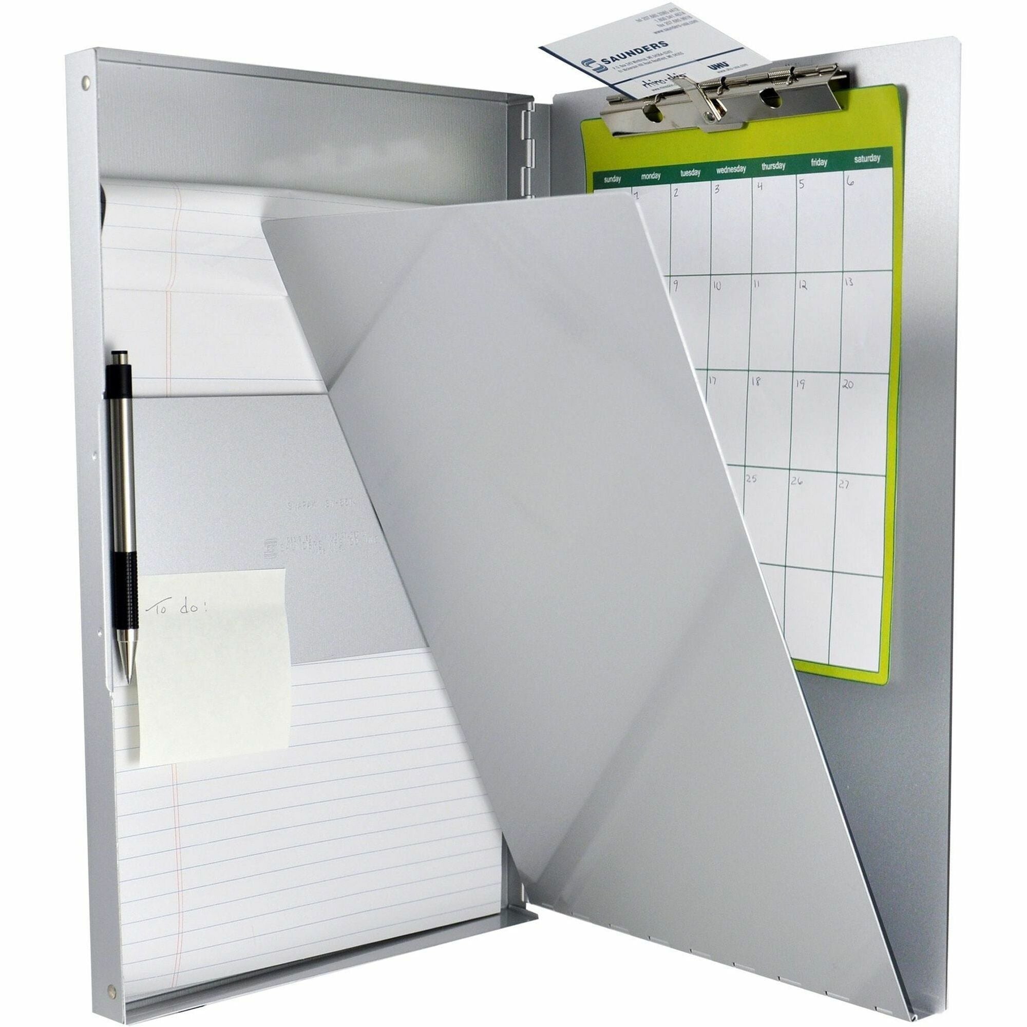 Snapak Aluminum Side-Open Forms Folder, 0.5" Clip Capacity, Holds 8.5 x 14 Sheets, Silver