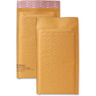 Jiffylite Self-Seal Bubble Mailer, #00, Barrier Bubble Air Cell Cushion, Self-Adhesive Closure, 5 x 10, Brown Kraft, 25/CT