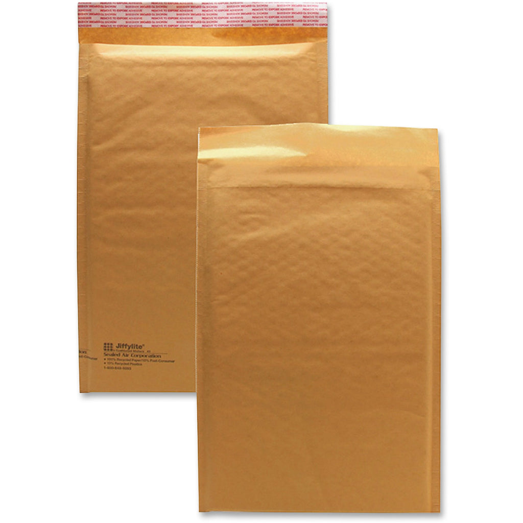 Jiffylite Self-Seal Bubble Mailer, #3, Barrier Bubble Air Cell Cushion, Self-Adhesive Closure, 8.5 x 14.5, Brown Kraft, 25/CT