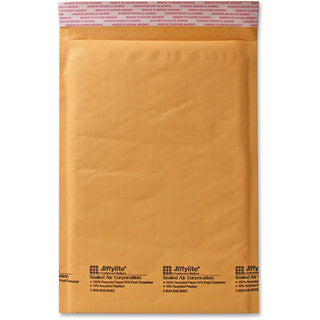 Jiffylite Self-Seal Bubble Mailer, #4, Barrier Bubble Air Cell Cushion, Self-Adhesive Closure, 9.5 x 14.5, Brown Kraft, 25/CT
