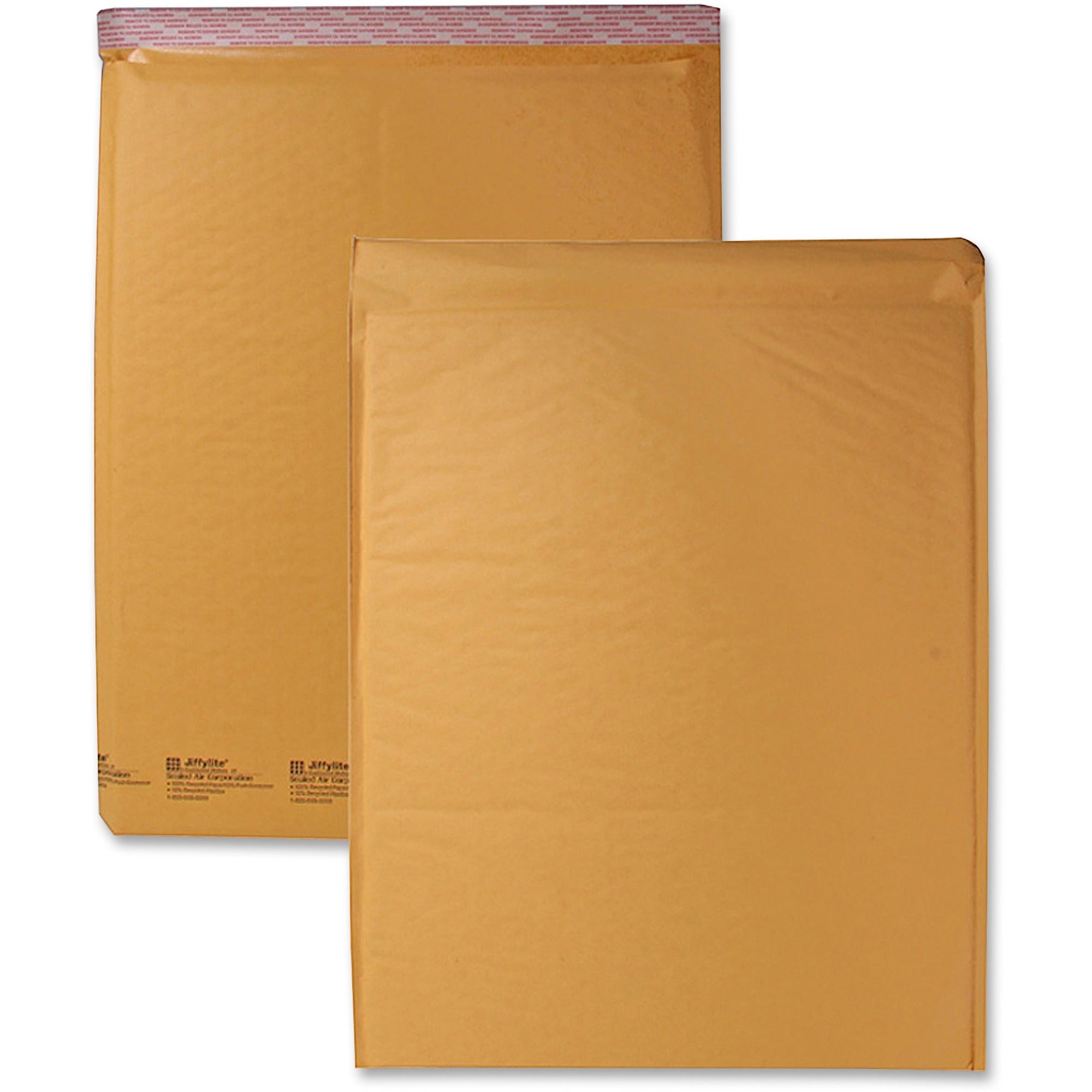 Jiffylite Self-Seal Bubble Mailer, #7, Barrier Bubble Air Cell Cushion, Self-Adhesive Closure, 14.25 x 20, Brown Kraft, 25/CT