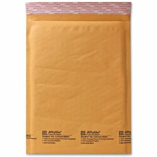 Jiffylite Self-Seal Bubble Mailer, #2, Barrier Bubble Air Cell Cushion, Self-Adhesive Closure, 8.5 x 12, Brown Kraft, 100/CT