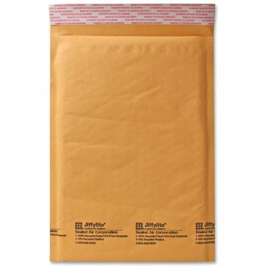 Jiffylite Self-Seal Bubble Mailer, #4, Barrier Bubble Air Cell Cushion, Self-Adhesive Closure, 9.5 x 14.5, Brown Kraft,100/CT