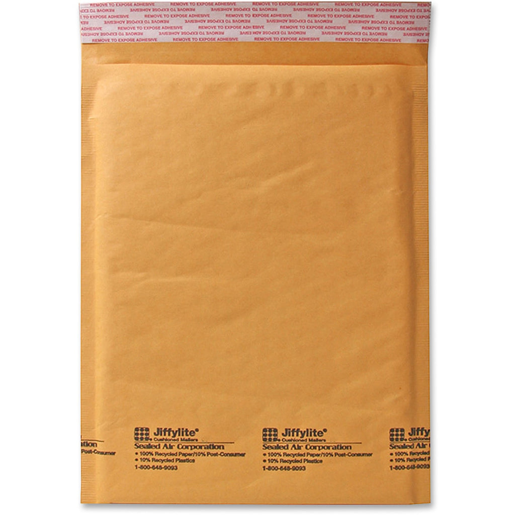 Jiffylite Self-Seal Bubble Mailer, #7, Barrier Bubble Air Cell Cushion, Self-Adhesive Closure, 14.25 x 20, Brown Kraft, 50/CT