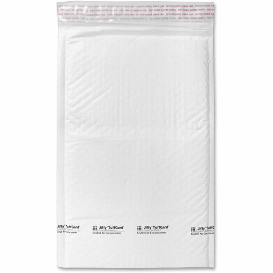 Jiffy TuffGard Self-Seal Cushioned Mailer,#1, Barrier Bubble Air Cell Cushion, Self-Adhesive Closure, 7.25 x 12, White, 25/CT