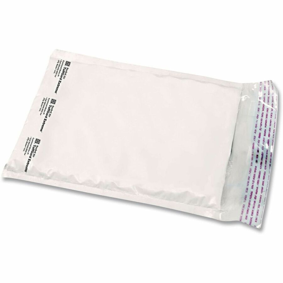 Jiffy TuffGard Self-Seal Cushioned Mailer, #000, Barrier Bubble Air Cell Cushion, Self-Adhesive Closure, 4 x 8, White, 25/CT