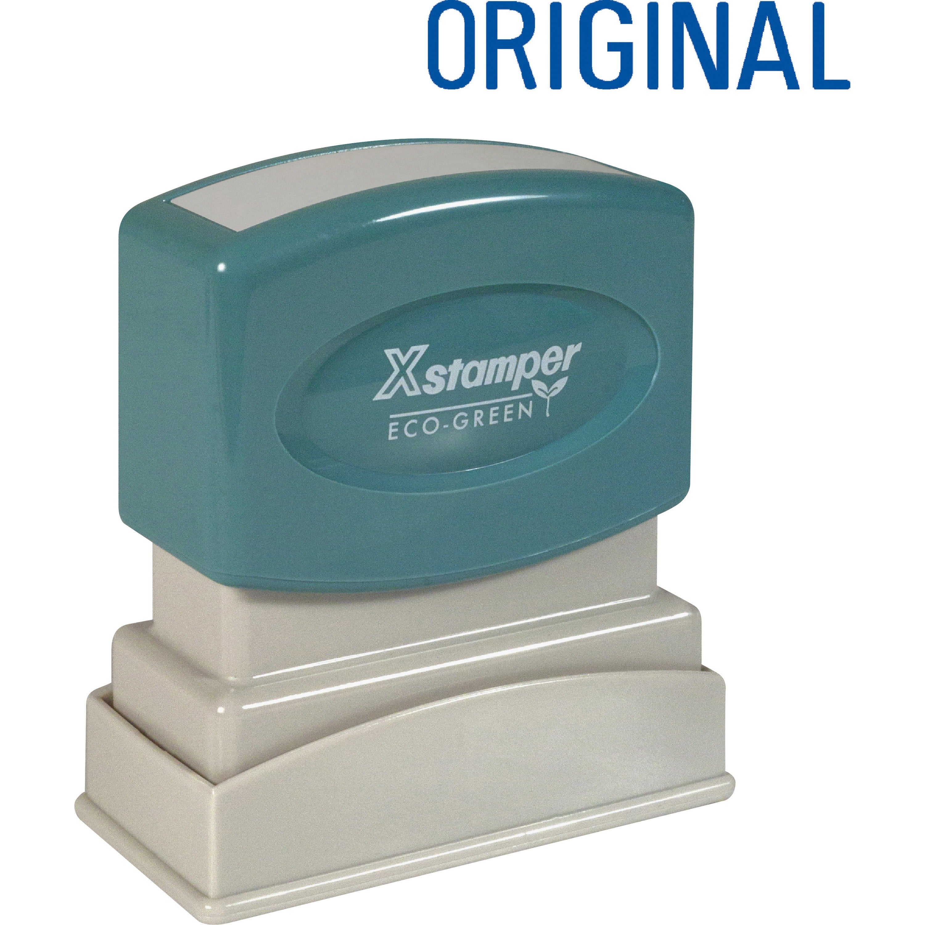 Xstamper ORIGINAL Title Stamp - Message Stamp - "ORIGINAL" - 0.50" Impression Width x 1.63" Impression Length - 100000 Impression(s) - Blue - Recycled - 1 Each - 