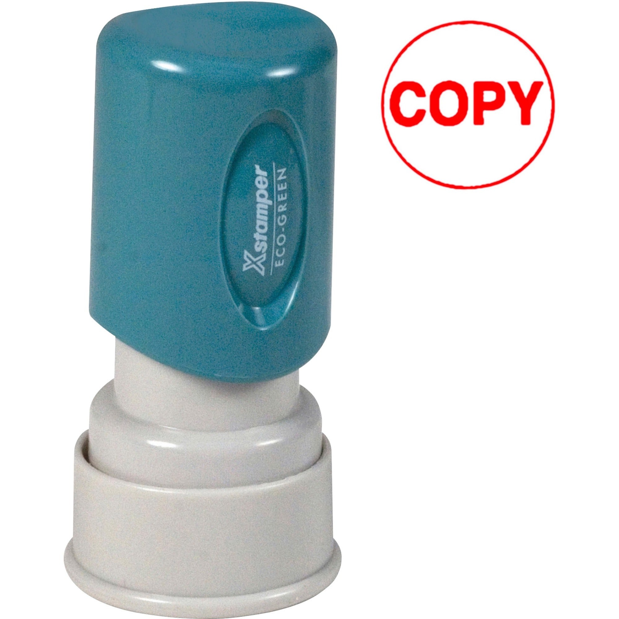 Xstamper Pre-Inked COPY Stamp - Message Stamp - "COPY" - 0.63" Impression Diameter - Red - Recycled - 1 Each - 