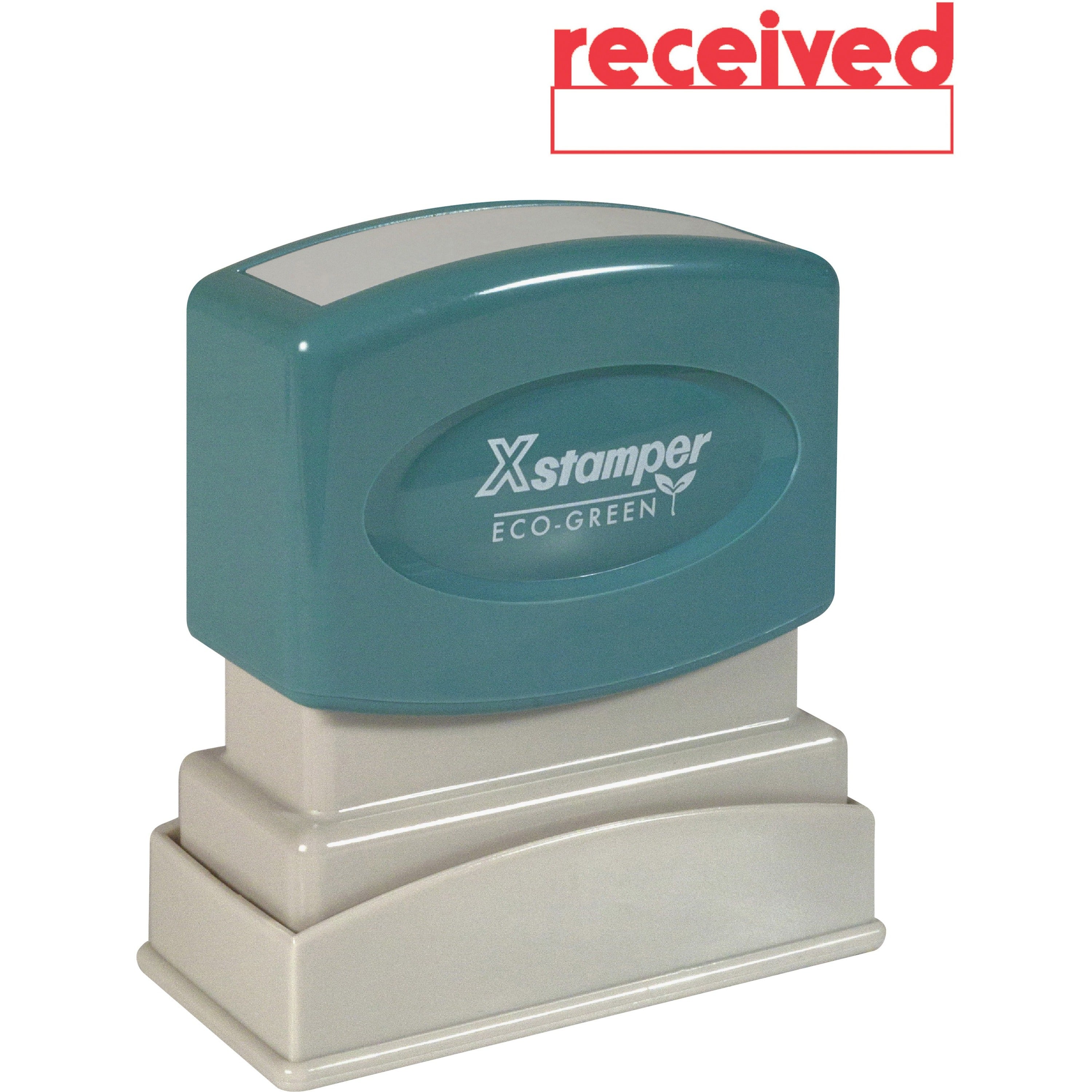 Xstamper RECEIVED Window Title Stamp - Message Stamp - "RECEIVED" - 0.50" Impression Width x 1.63" Impression Length - 100000 Impression(s) - Red - Recycled - 1 Each - 