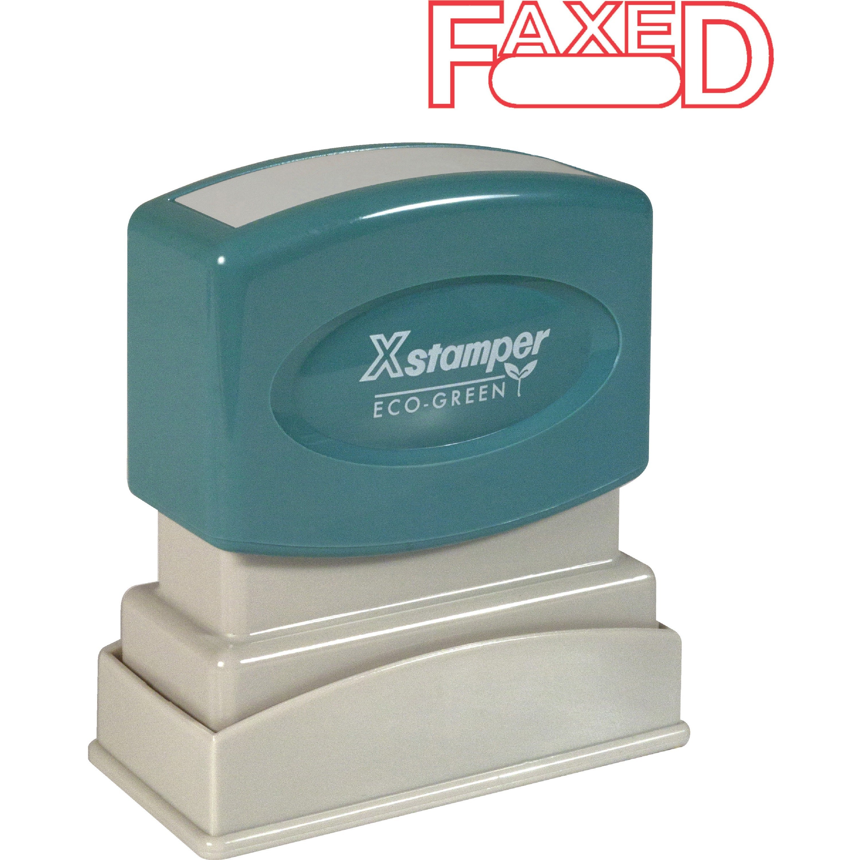 Xstamper FAXED Title Stamps - Message Stamp - "FAXED" - 0.50" Impression Width x 1.62" Impression Length - 100000 Impression(s) - Red - Recycled - 1 Each - 