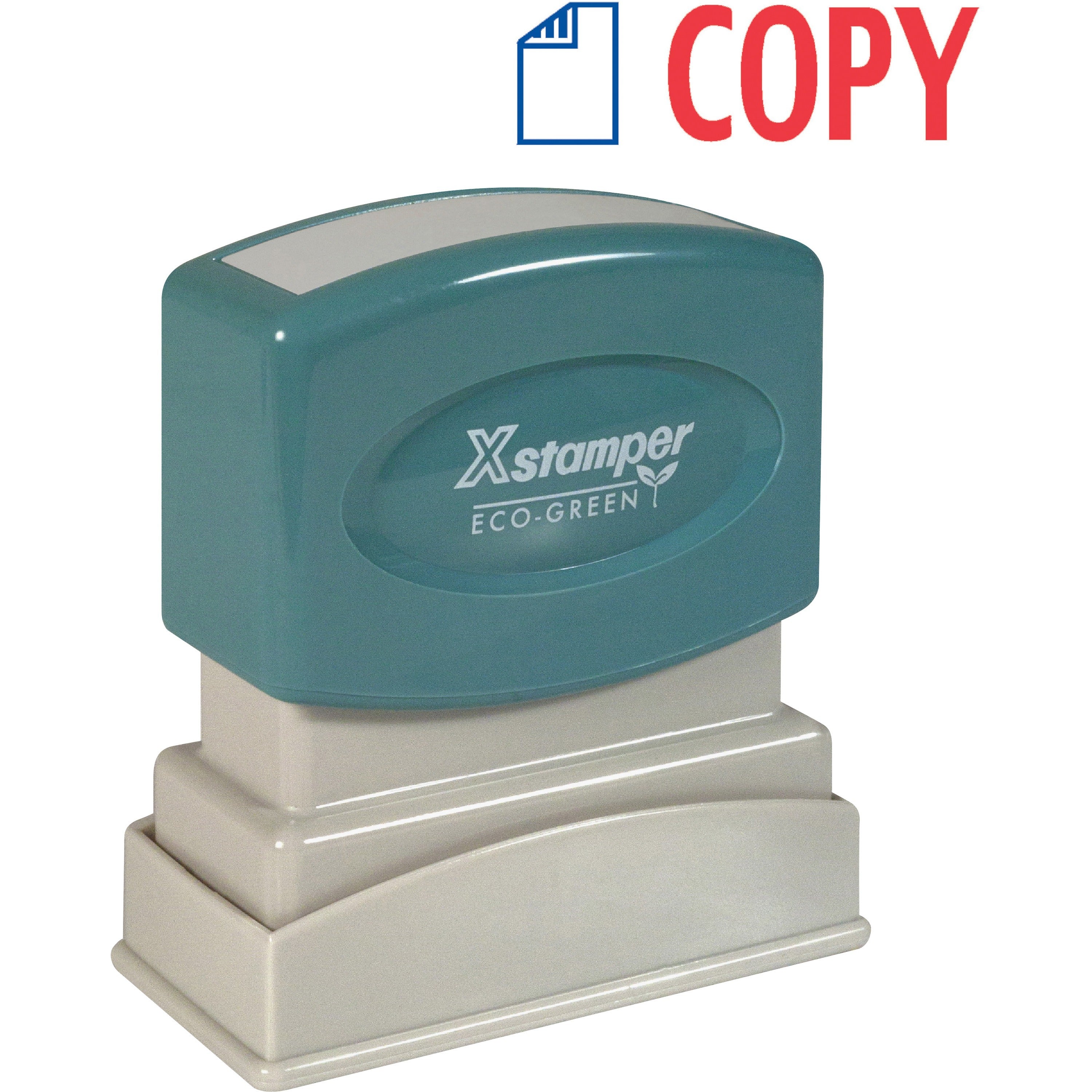 Xstamper COPY 2-color Pre-inked Stamp - Message Stamp - "COPY" - 0.50" Impression Width - 100000 Impression(s) - Red, Blue - Polymer Polymer - Recycled - 1 Each - 