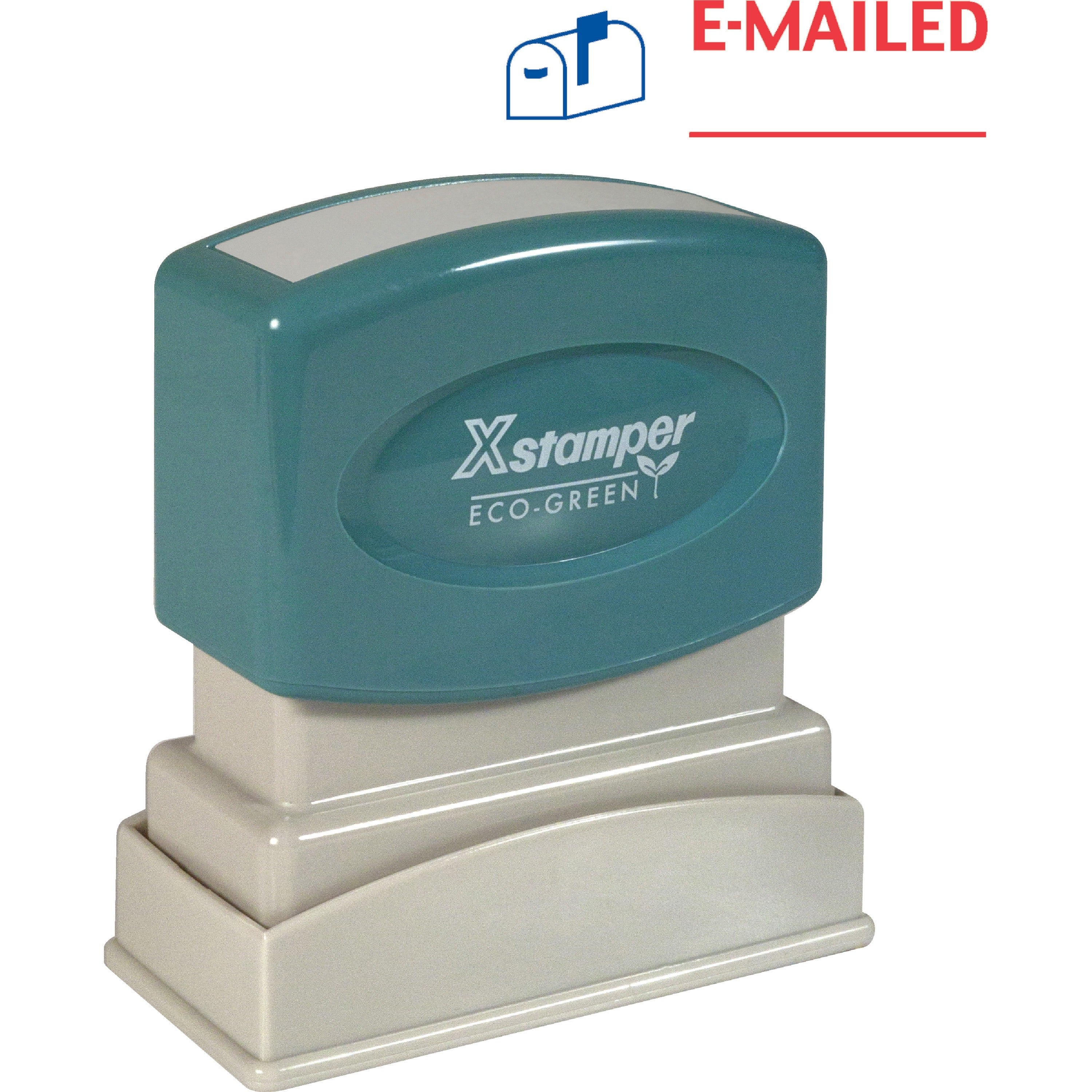 Xstamper E-MAILED Title Stamp - Message Stamp - "E-MAILED" - 0.50" Impression Width - 100000 Impression(s) - Blue, Red - Polymer Polymer - Recycled - 1 Each - 