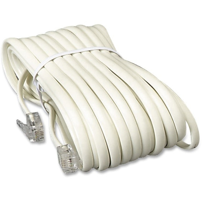 Telephone Extension Cord, Plug/Plug, 25 ft, Ivory